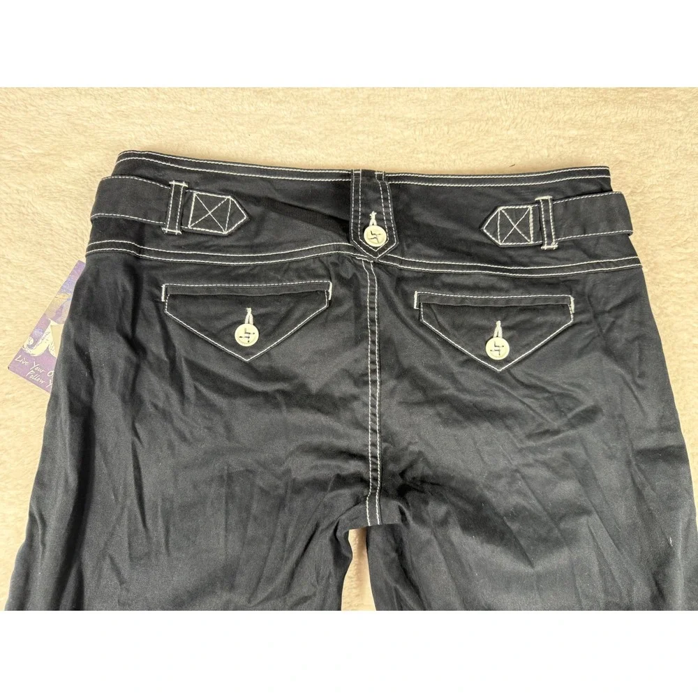Jolt Capri Pants Women 9 Black NEW Contrast Stitch‎ Y2K Mall Goth Cropped gaucho